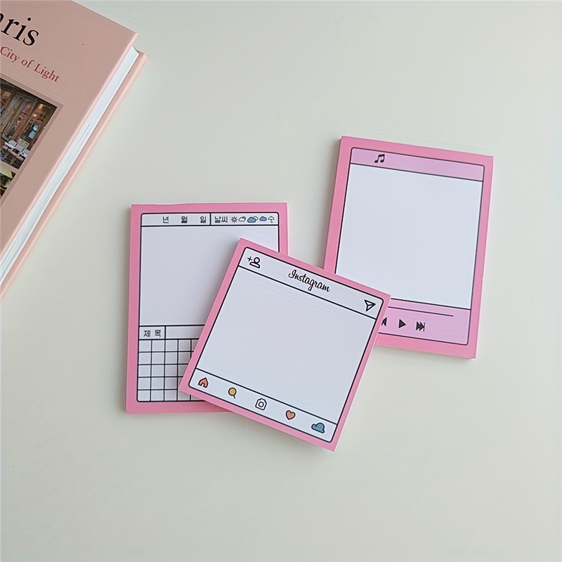 Girl's Scrapbooking Square Paper Notebook Binder Journal Cute Pink