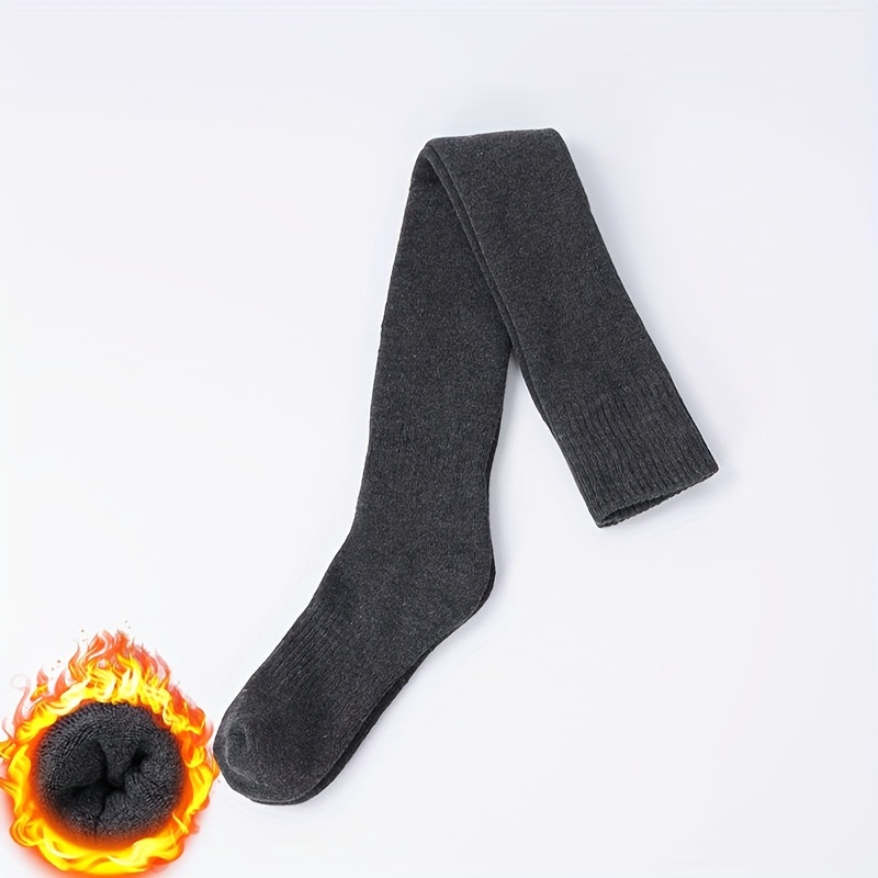 TEMU Men's Trendy Solid Thickened Warm Terry Over The Knee Socks, Absorb Sweat Comfy Casual Unisex Stockings For Winter