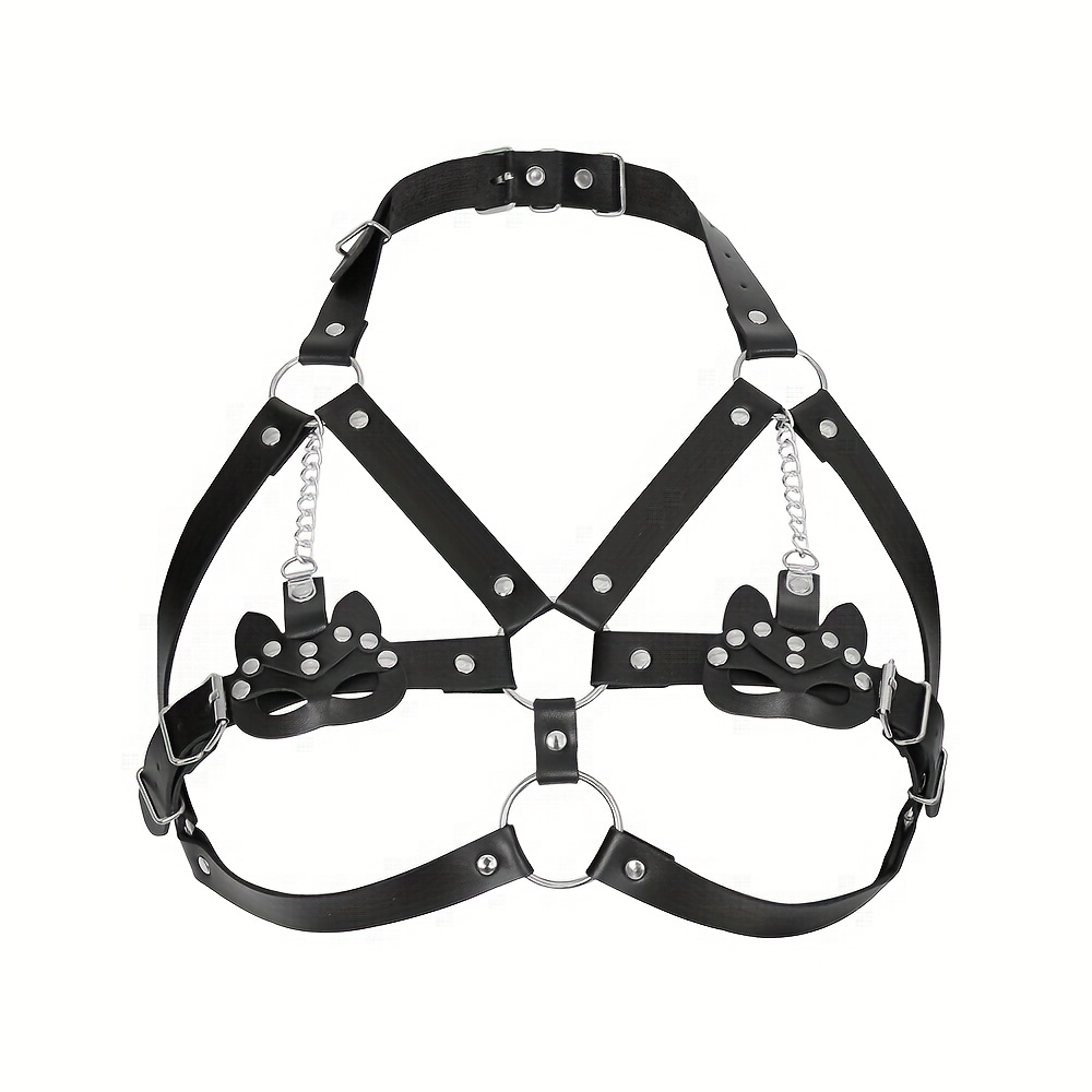 Sexy Black Bondage Bra with Elastic Straps and Spikes for BDSM, Gothic,  Fetish, Club, Party, Dance, Halloween