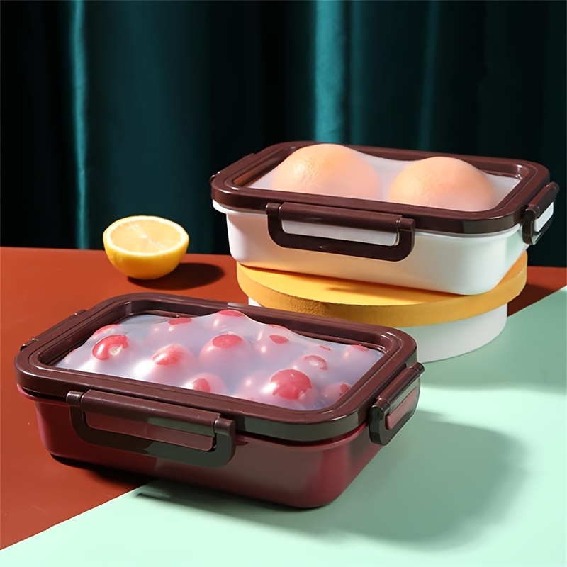 1pc Kitchen Refrigerator Microwave Safe Plastic Food Container With Lid For  Fruit, Meal & Leftover Storage