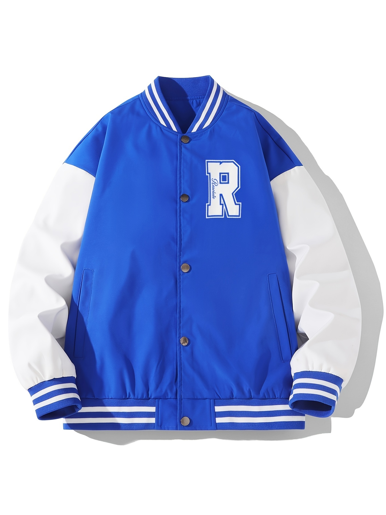 Royal Blue Varsity Jacket College Letterman Coat Baseball Top 