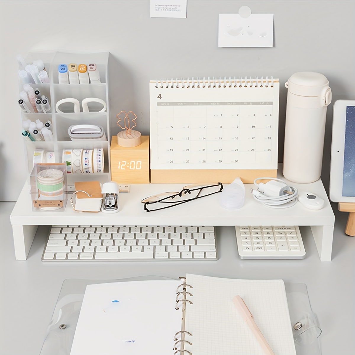 

Office Computer Monitor Raised Shelf, Minimalist Desktop Keyboard Organized Storage Shelf, Tray Support Shelf