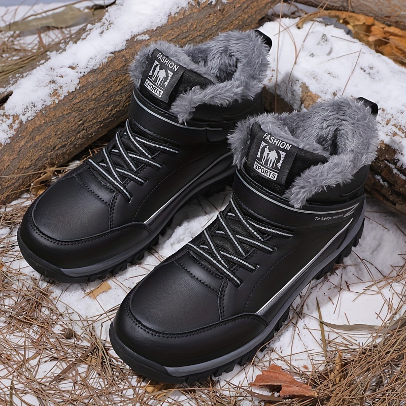 Botas de nieve para hombre, zapatos térmicos de invierno, botas de  senderismo a prueba de viento con forro difuso