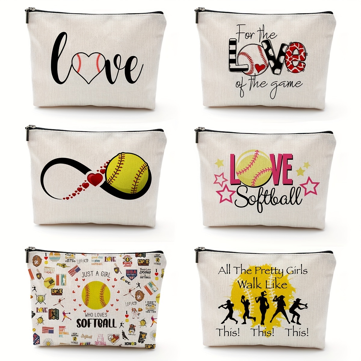 

1pc Baseball Element Pattern Cosmetic Bag, Sports Lover Gift Makeup Zipper Pouch Bag For Women Travel Gift