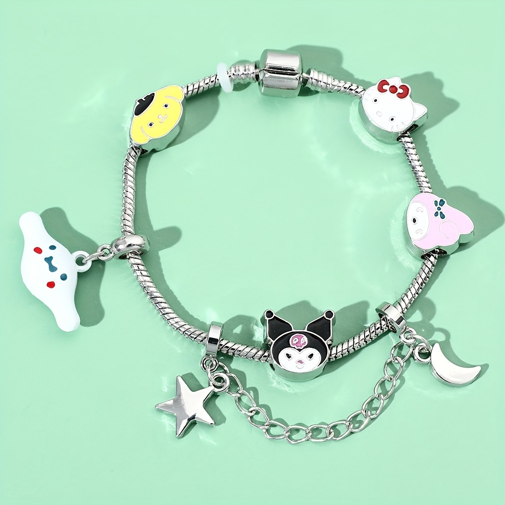 Sanrio Anime Hello Kitty Bracelet Silver Alloy Kuromi Cinnamoroll