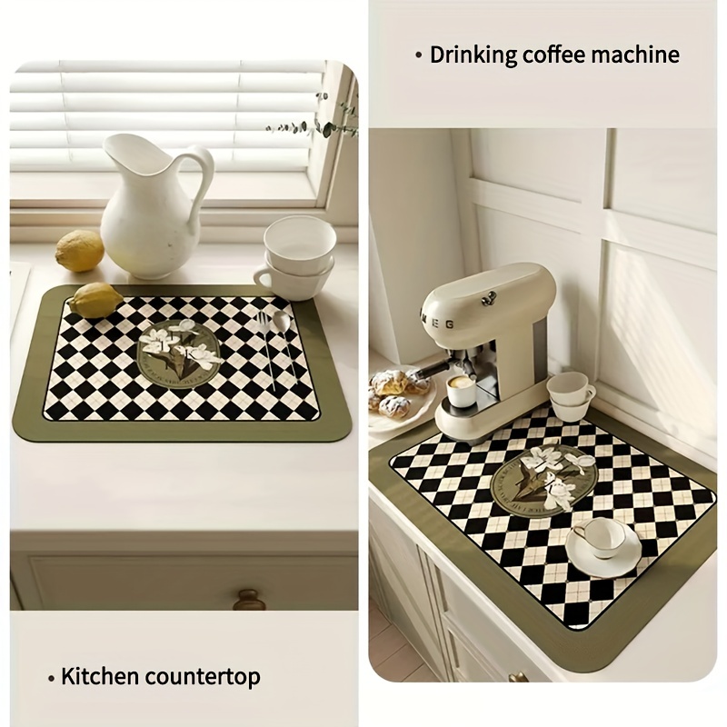 Diatom Mud Drain Pad Quickly Dry Coffee Mat Kitchen Dish Drying Mat Hide  Stain