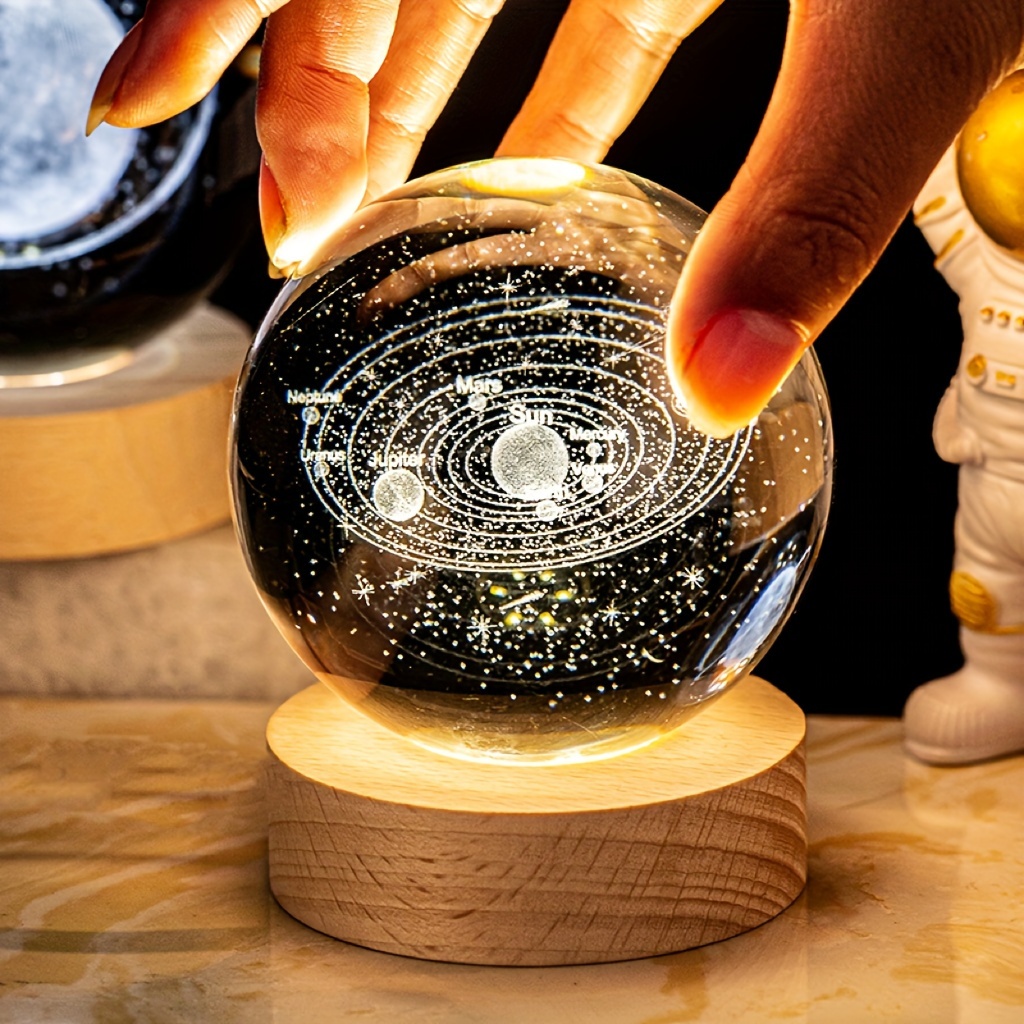 3d Bola de cristal láser grabado planeta bola de cristal Sistema Solar  globo astronomía regalo regalo de cumpleaños esfera de cristal decoración  del hogar