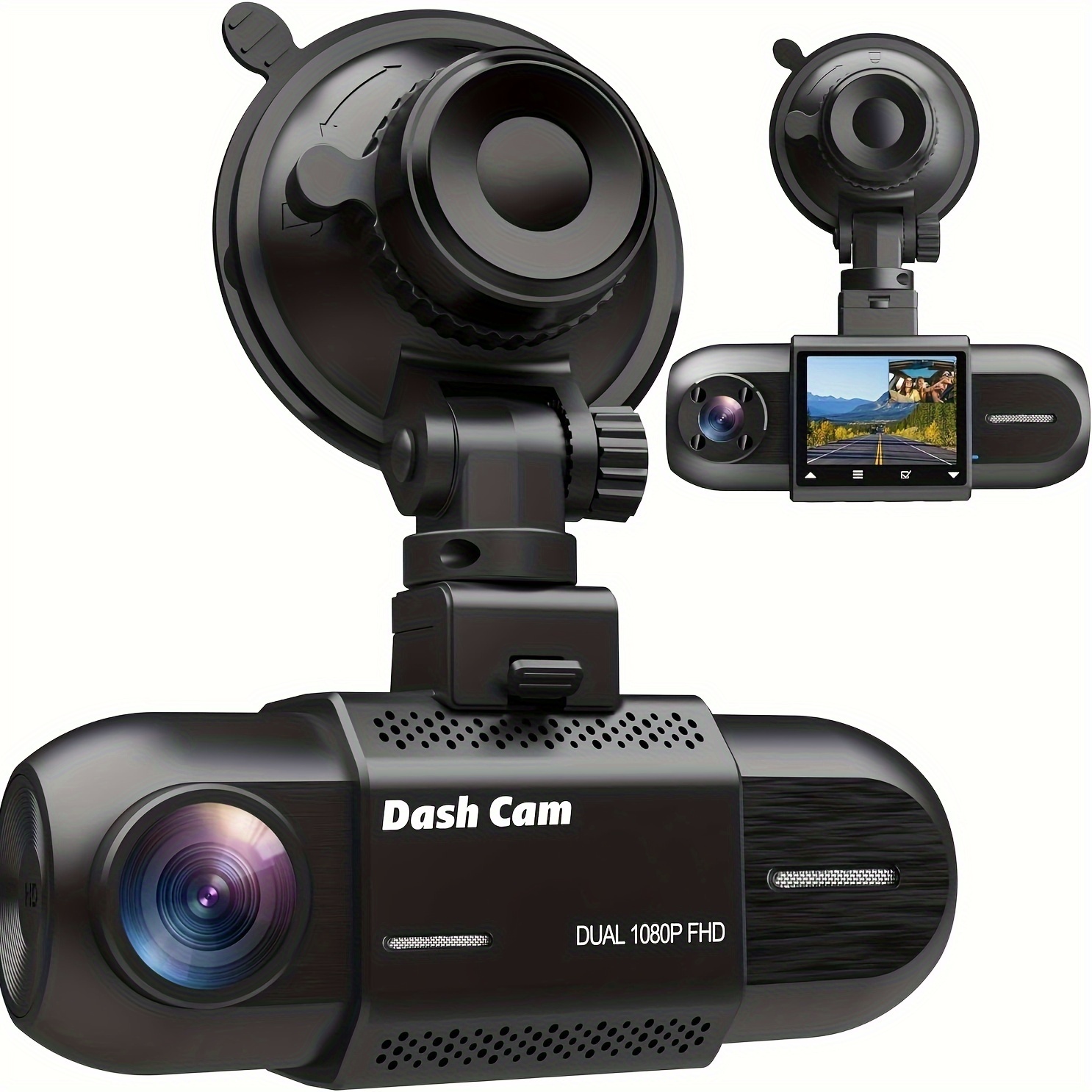 3 Channel 1080P Dash Cam Front and Rear Inside,32GB SD Card Included Three  Way Triple Car Camera,IR Night Vision Dash Camera for Cars,Loop Recording