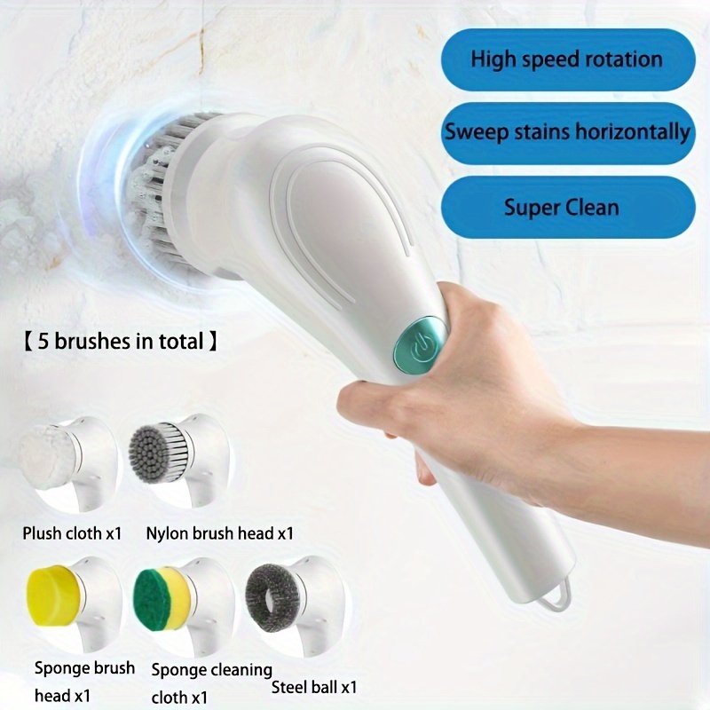 Limpiador giratorio eléctrico para limpiar el baño: Cepillo limpiador de  ducha inalámbrico para bañera y azulejos Bañera WC piso ventana herramienta
