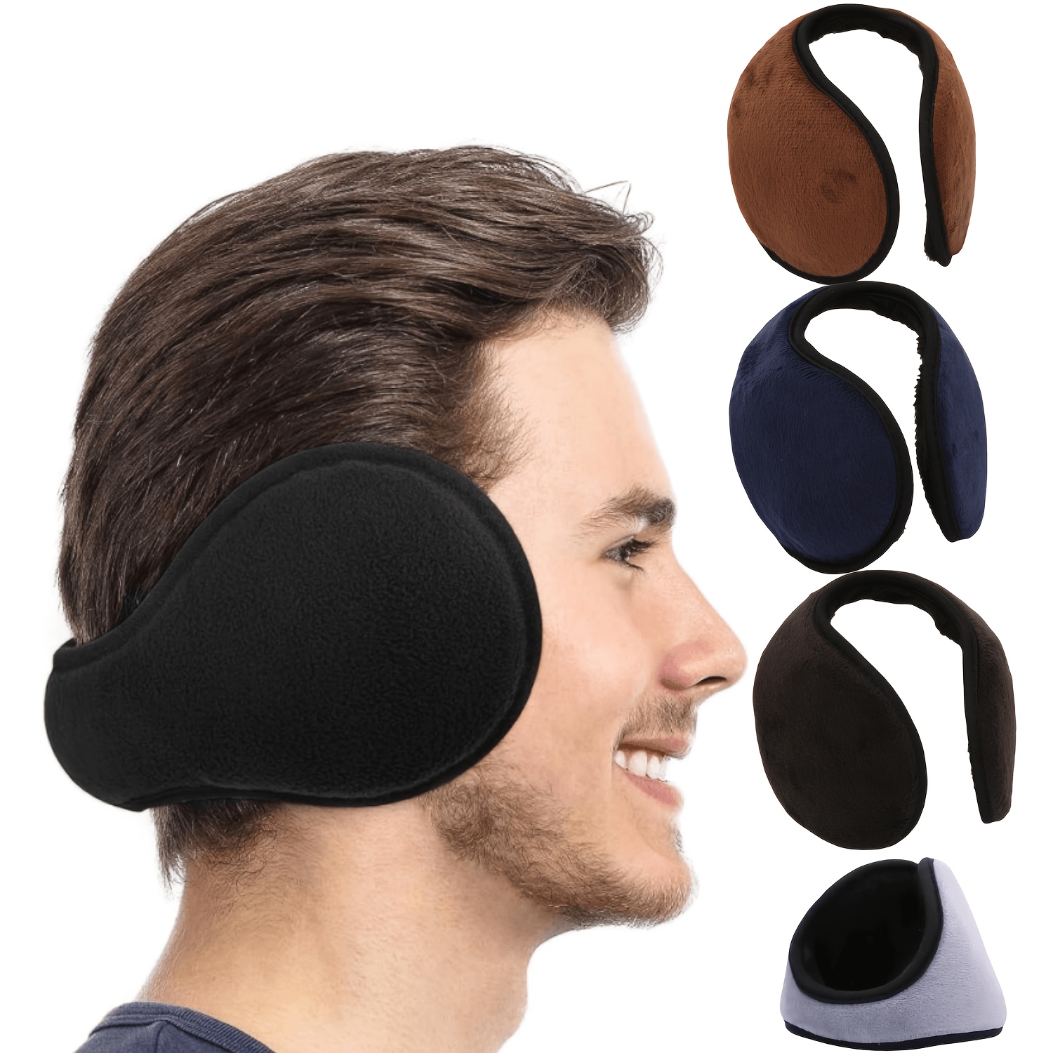1PC Calentador de orejas cálido para hombres, orejeras engrosadas a prueba  de viento para otoño e invierno, protección para los oídos, adecuado para