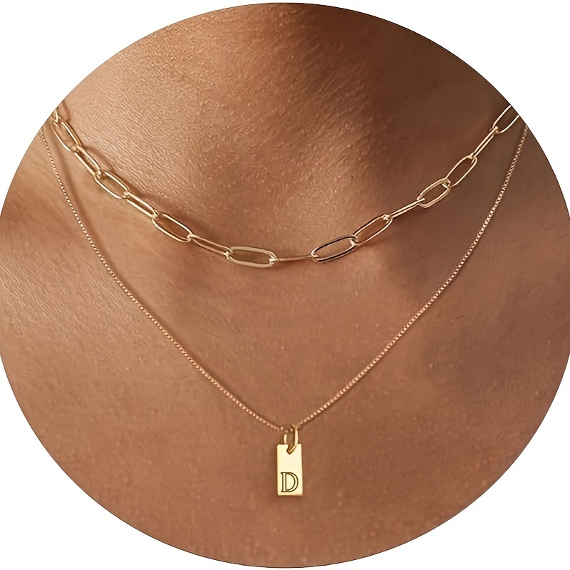 Women's Exquisite Initial Necklace 14k Plated Layered - Temu