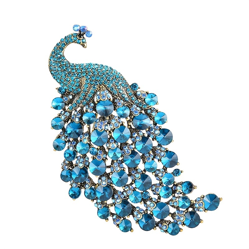 Peacock Rhinestone Brooch Pin for Women