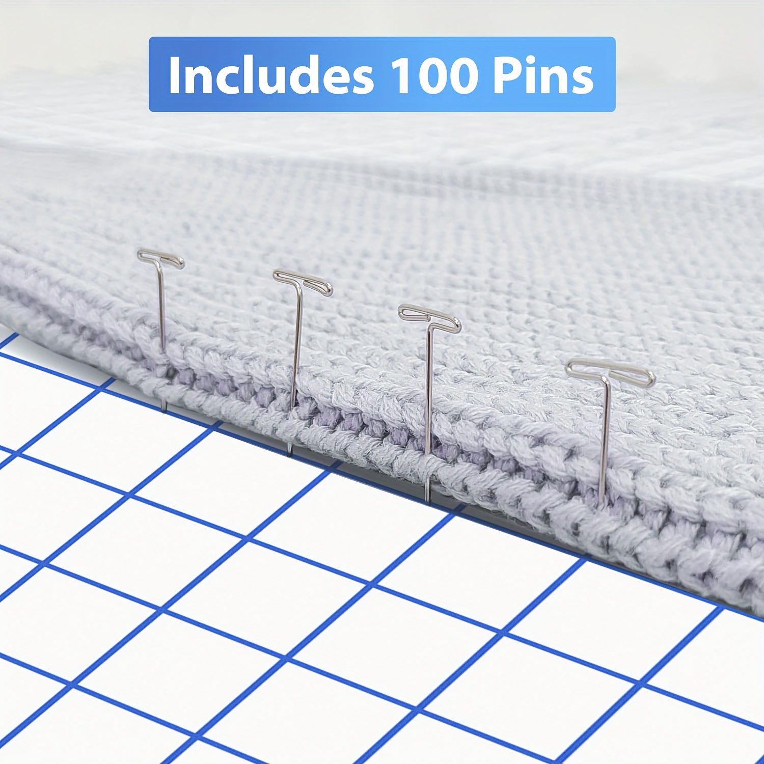 Knitiq Blocking Mats for Crochet - Extra Thick Crochet Blocking Boards for Crochet, Lace & Needlepoint Projects with 100 T Pins