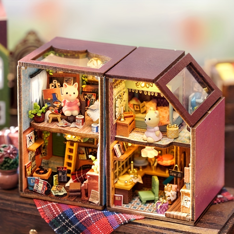 Kit de maison de poupée Miniature à monter soi-même, étui à musique  anti-poussière pour adultes, décoration de maison - AliExpress