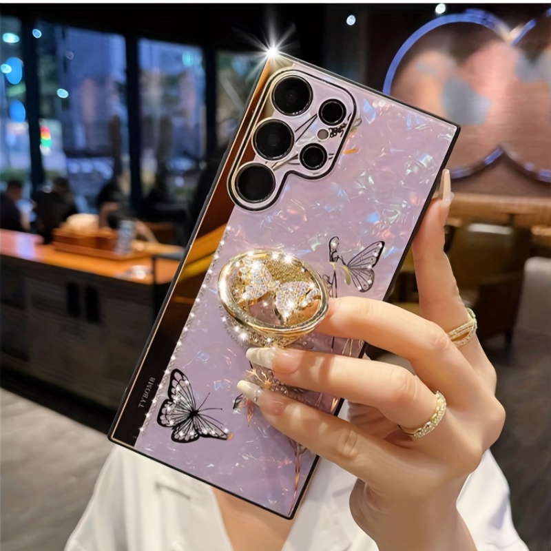 Fashion Rhinestone Butterfly Stand Phone Case, Perfectly Compatible With  S23 Ultra/s22 Ultra/s21 Ultra - Temu United Arab Emirates