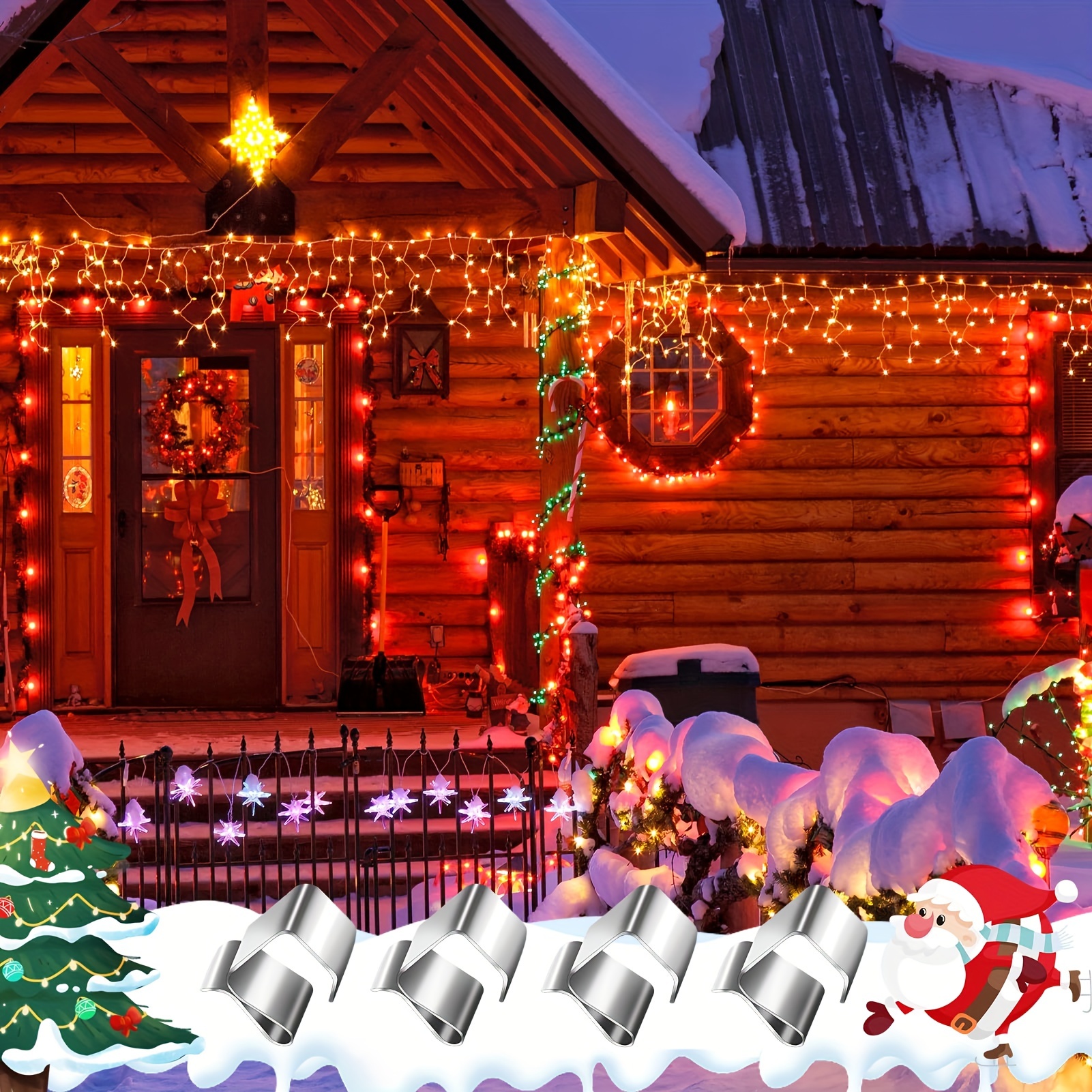 Christmas Gutter Clips Christmas Clip Plastic Icicle Lights - Temu