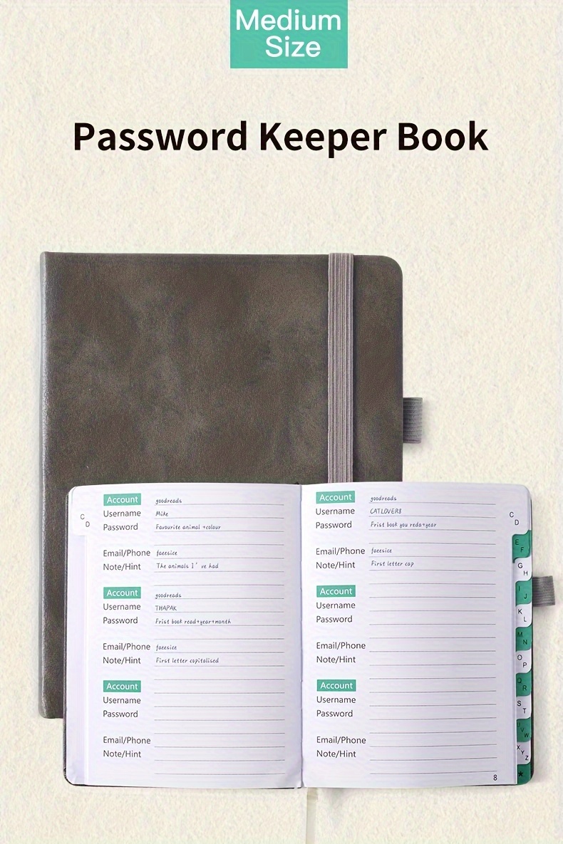 Password Keeper Book Alphabetical Tabs Medium Size Password - Temu