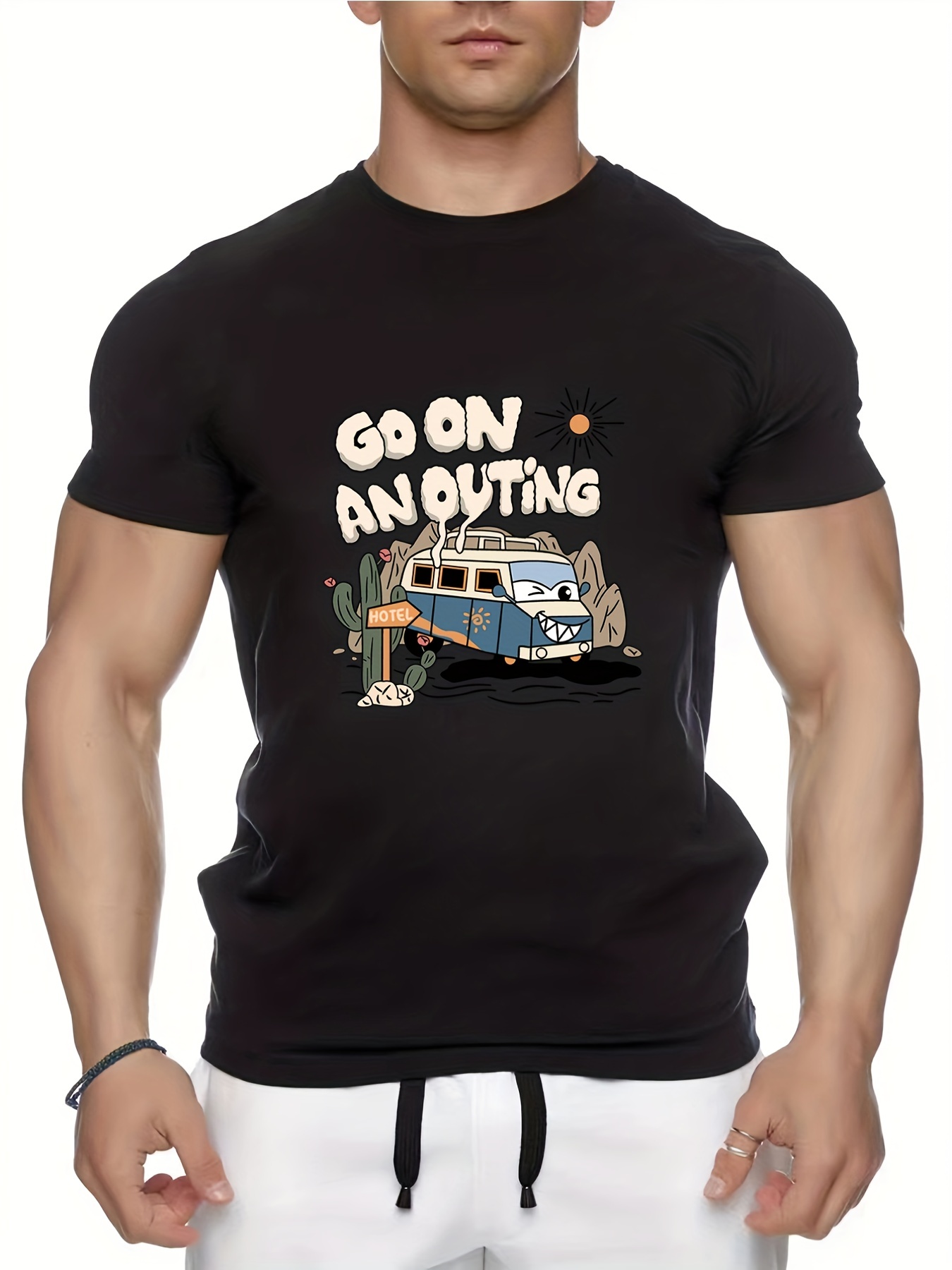 Bus Print Camiseta Manga Larga Hombre Diseño Novedoso - Temu