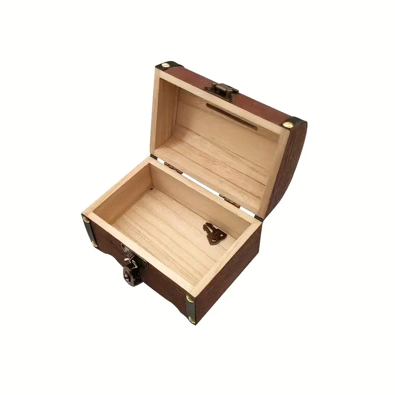 Vintage Wooden Storage Box Treasure Chest Design Storage Box - Temu