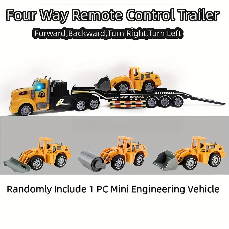 OKJHFD Camion RC Télécommandé pour Enfants, Semi-remorque à Plat