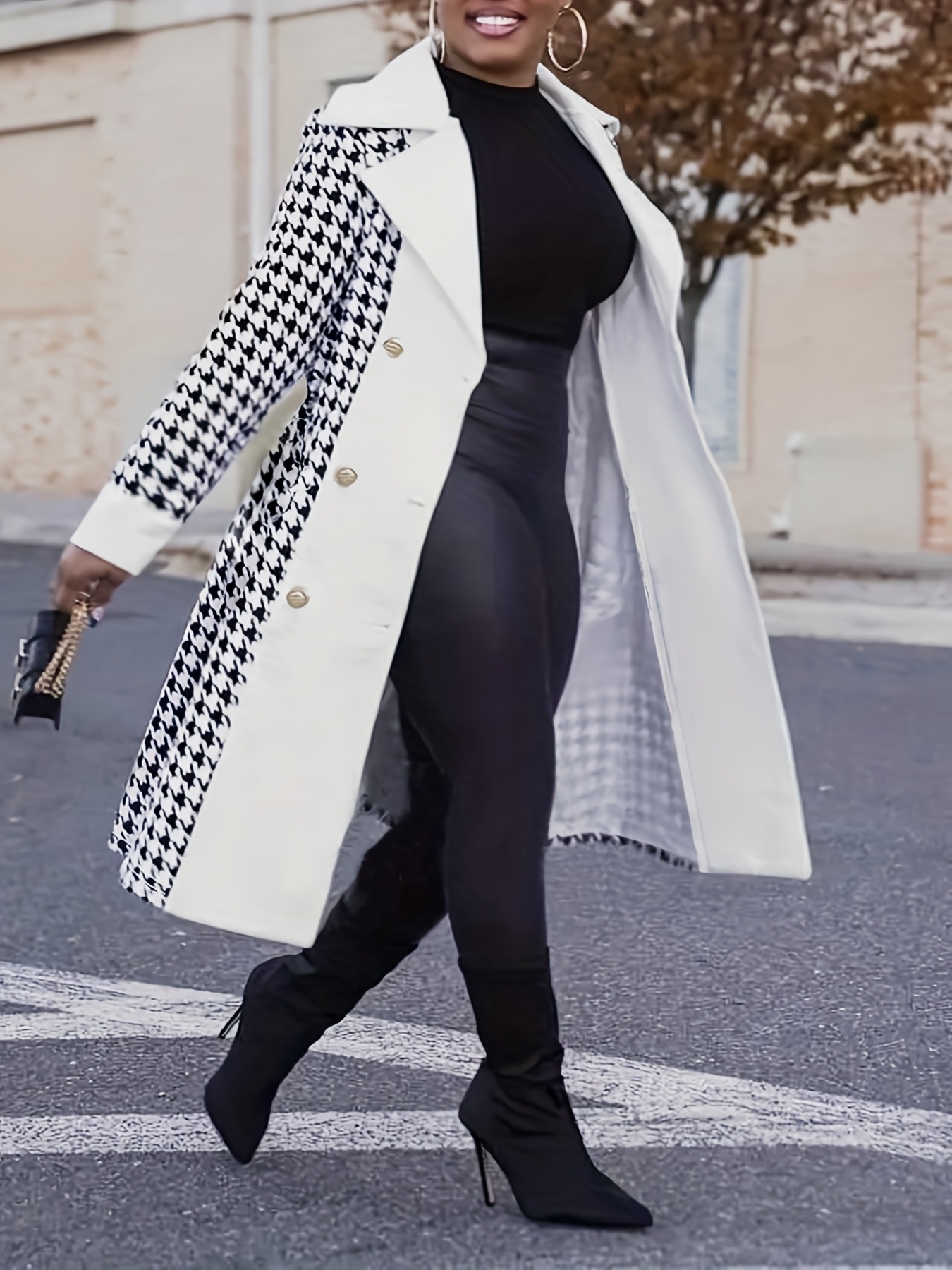 Plus size best sale houndstooth coat