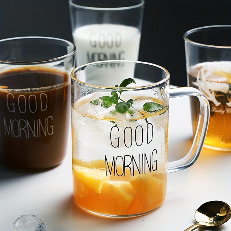 350 ML Good Morning Clear Glass Cup For Coffee/Beer/Milk/Tea/Water