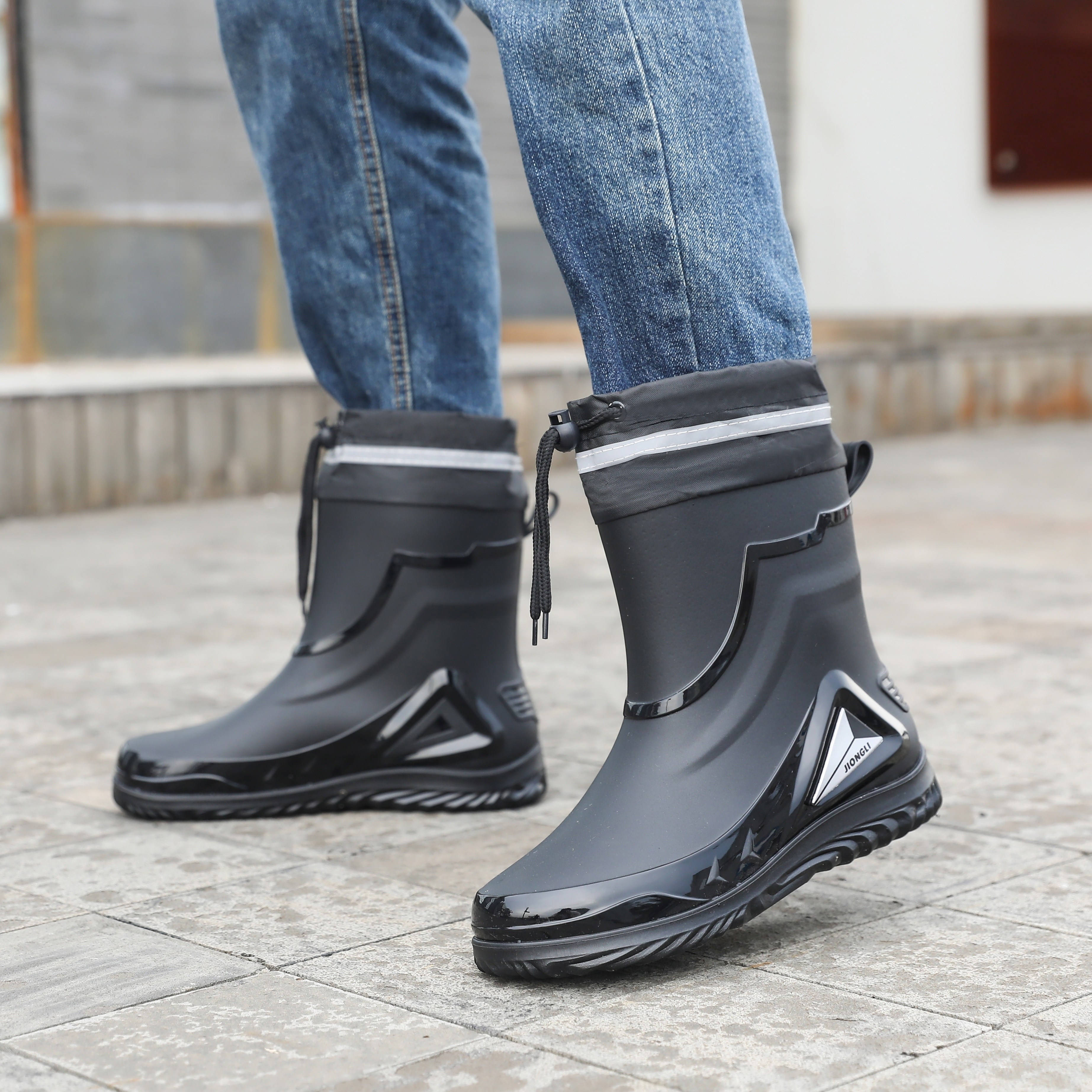 Mens Rain Boots With Adjustable Neck Non Slip Wear Resistant Waterproof  Rain Shoes For Outdoor Working Fishing - Men's Shoes - Temu Australia