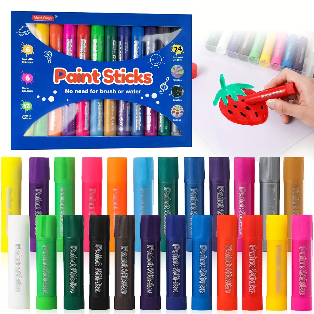 Tempera Paint Sticks For Kids Washable - Super Quick Drying, Non-toxic, And  No Mess Arts And Craft Paint Sticks For Paper, Wood, Glass, Ceramic,  Canvas, Rock, Or Poster Paint - Gift For