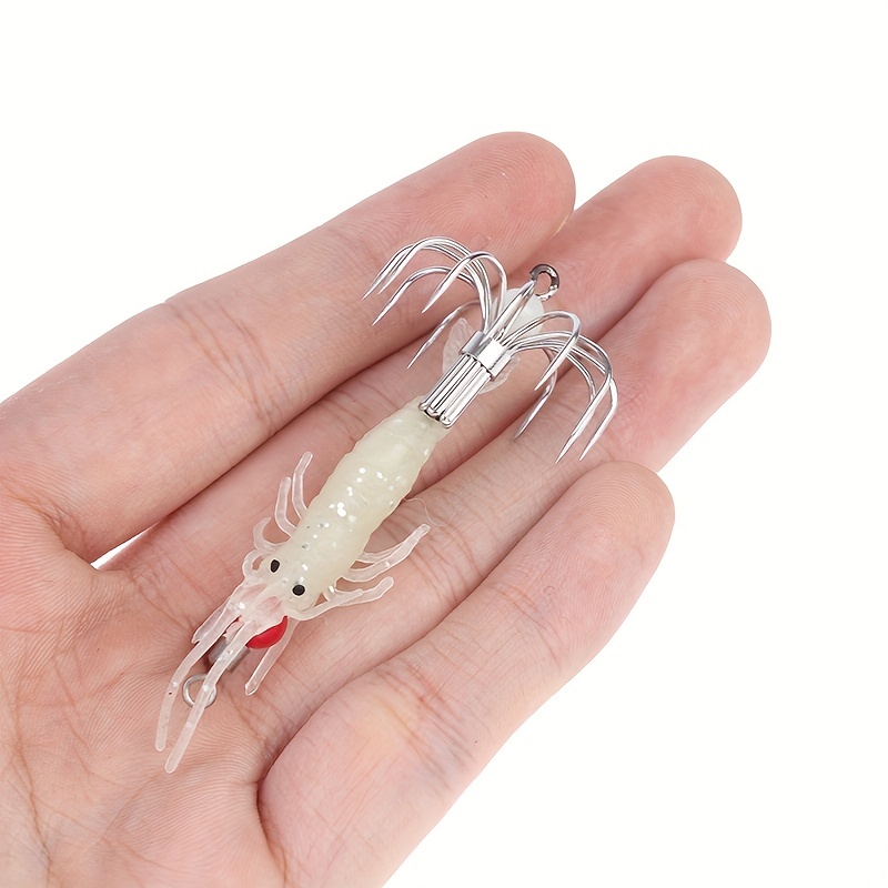 Luminous Squid Jigs Glowing Wooden Shrimp Design Bait Sharp - Temu