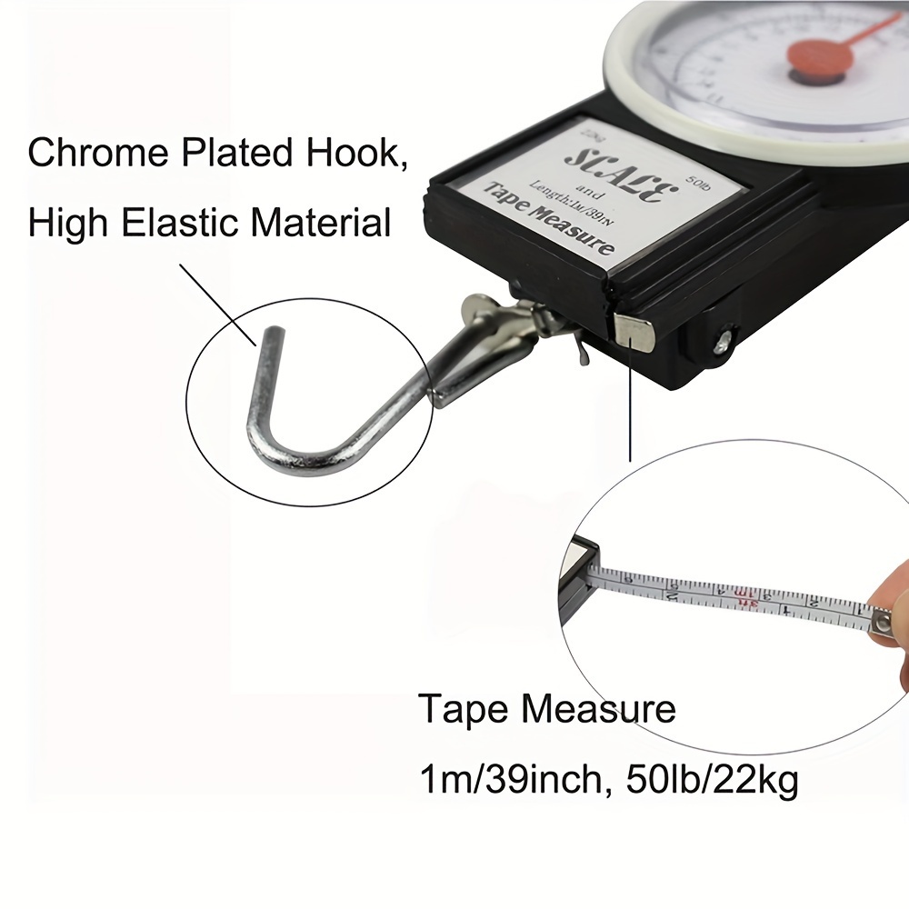 Dial Fishing Weighing Scale Hanging Scales with Tape Measure Suitable for  Kitchen Fishing Traveling 22kg/50lb Durable