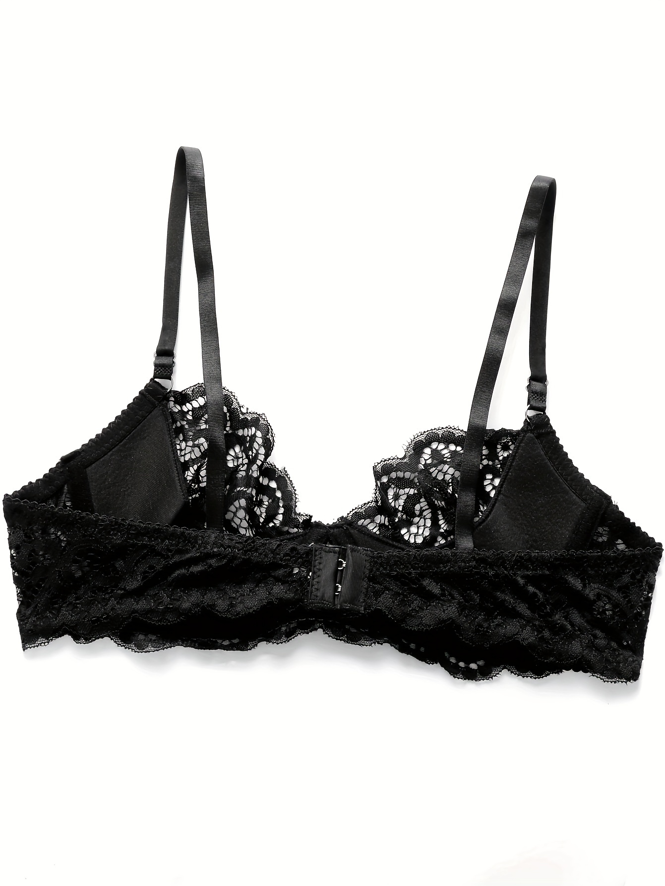 Contrast Lace Push Bra Comfy Breathable Scallop Trim Bra - Temu