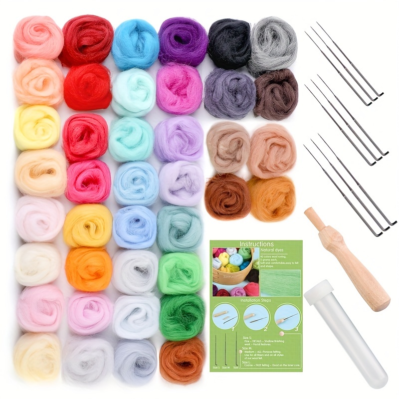 Needle Felting Kit wool Roving 42 Colors Set needle Felting - Temu