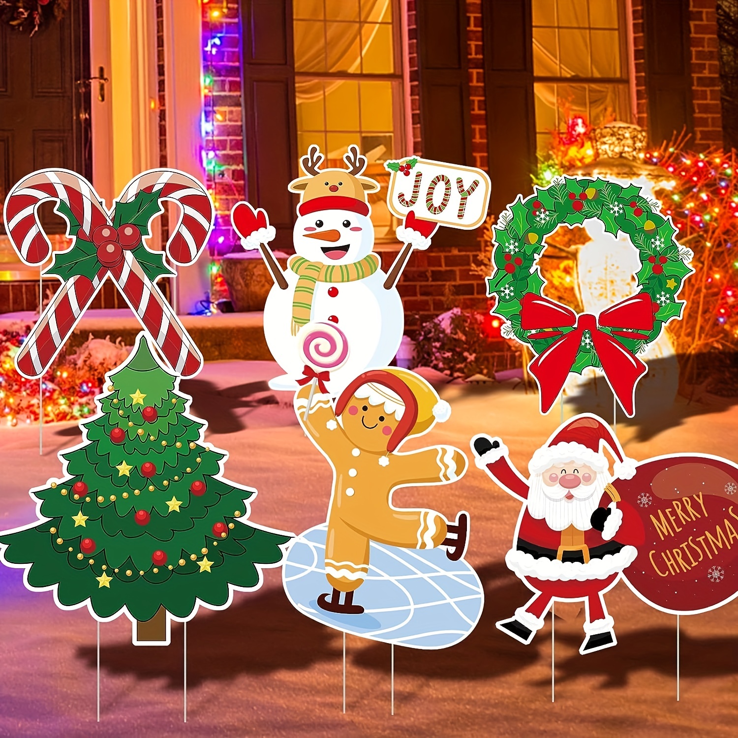 Virtcooy Cour Noël | Petites Bougies Décorations Noël - 4 Panneaux  extérieurs Jardin Bougie Noël, Une Pile en métal pour la décoration Jardin  Noël