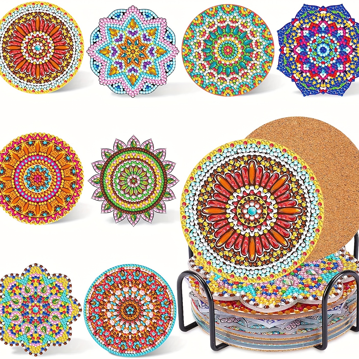 Temlum 6 Pcs Diamond Painting Coasters With Holder, Diy Mandala Coasters  Diamond Painting Kits For Beginners, Adults & Kids Art Craft Supplies