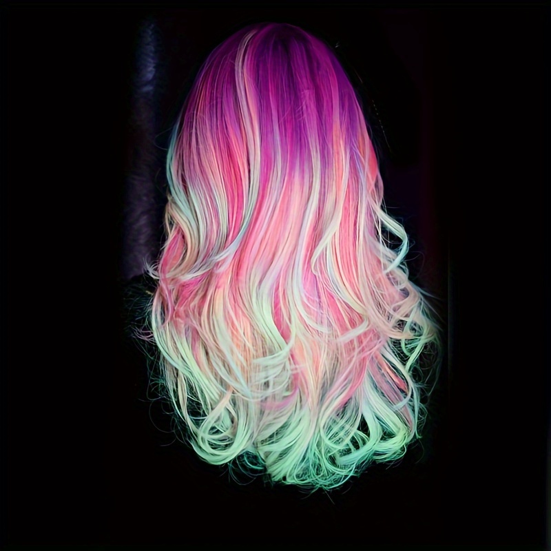 Luminous Hair Synthetic Neon Fake Hair Clip In Party Hair - Temu