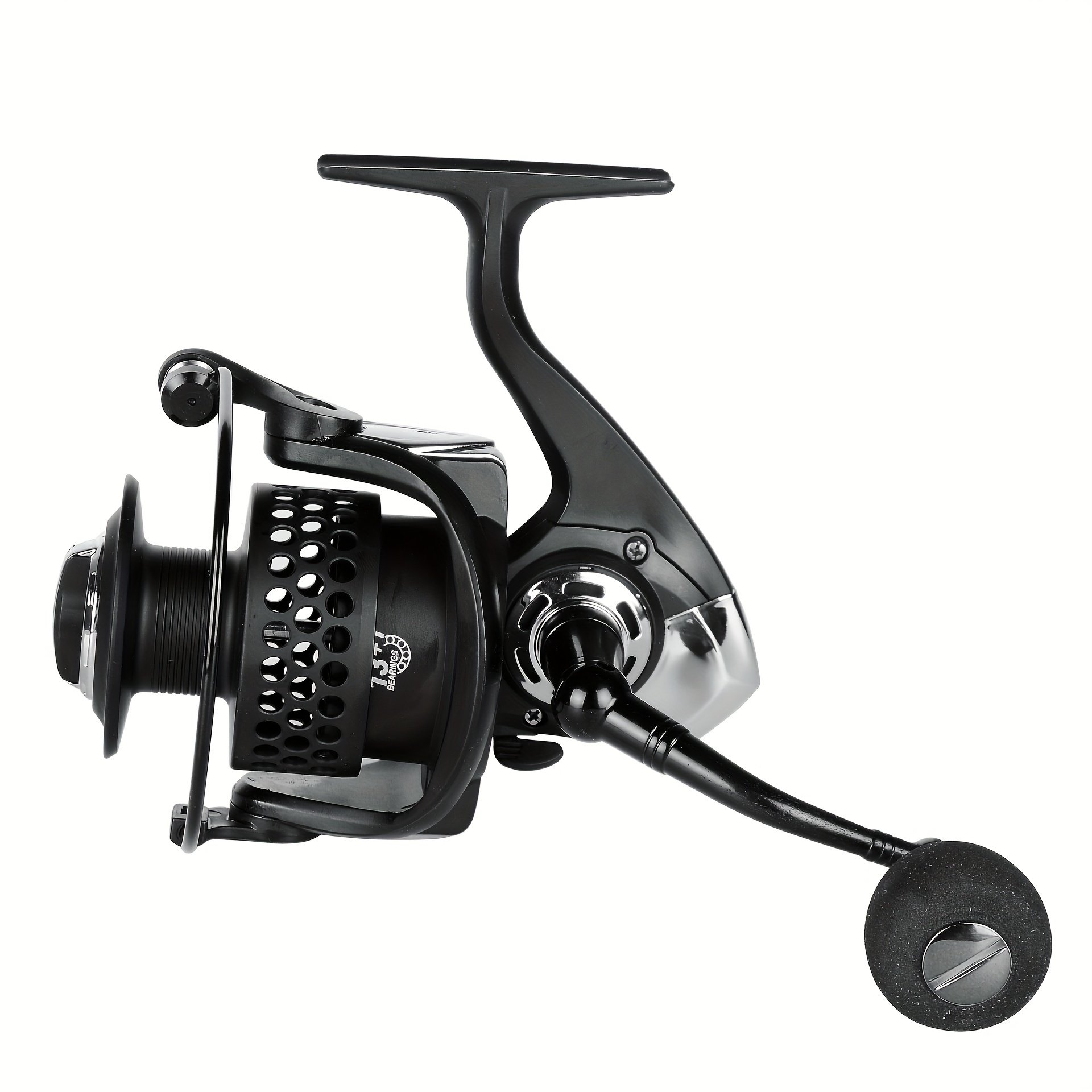 1pc 1000-7000 Series Black Metal Fishing Reel With EVA Handle, 13+1 BB  Stainless Steel Spinning Reel, Fishing Tackle