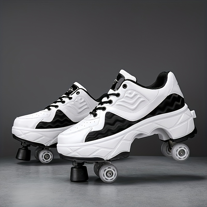 Trendy Roller Skate Shoes For Girls Double Row Four Wheel - Temu