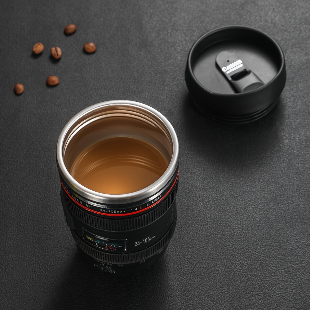 Stainless Steel Camera Lens Coffee Mug Leak proof Lid Temu