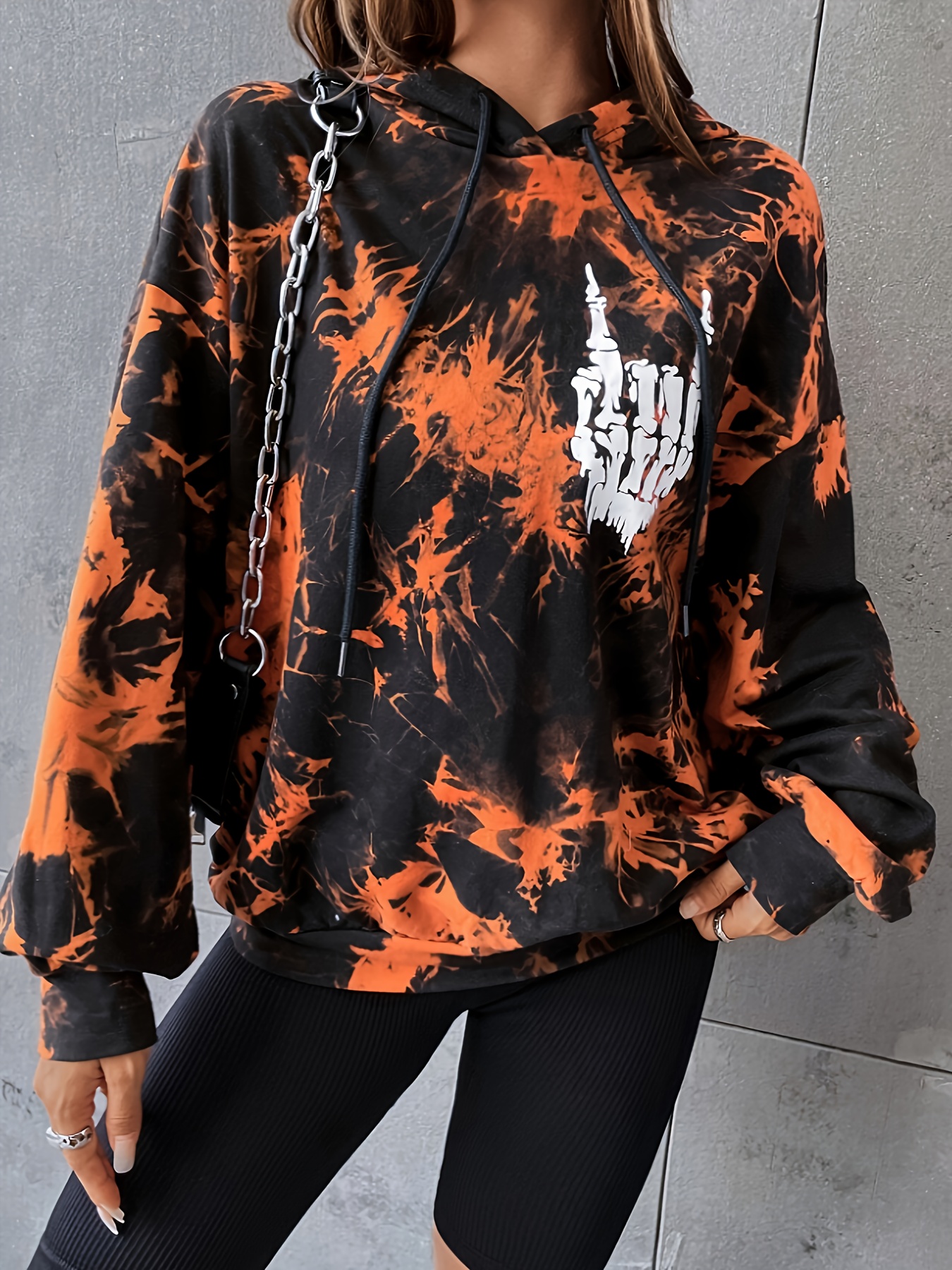 Orange and black tie dye outlet hoodie