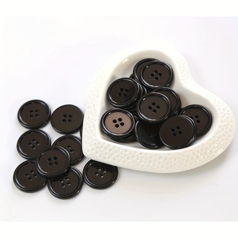 5/8(15mm) Flatback Resin Black Buttons for Sewing , DIY Craft Pack