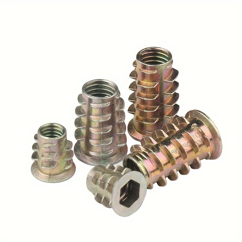 M6 M8 M10 Stainless Steel Furniture Nut Hex Flat Head Screw Threaded Wood  Insert