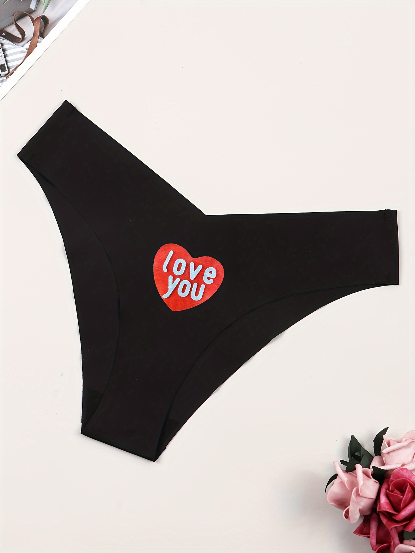 Heart Wife Slogan Print Briefs Hot V Shaped Intimates - Temu