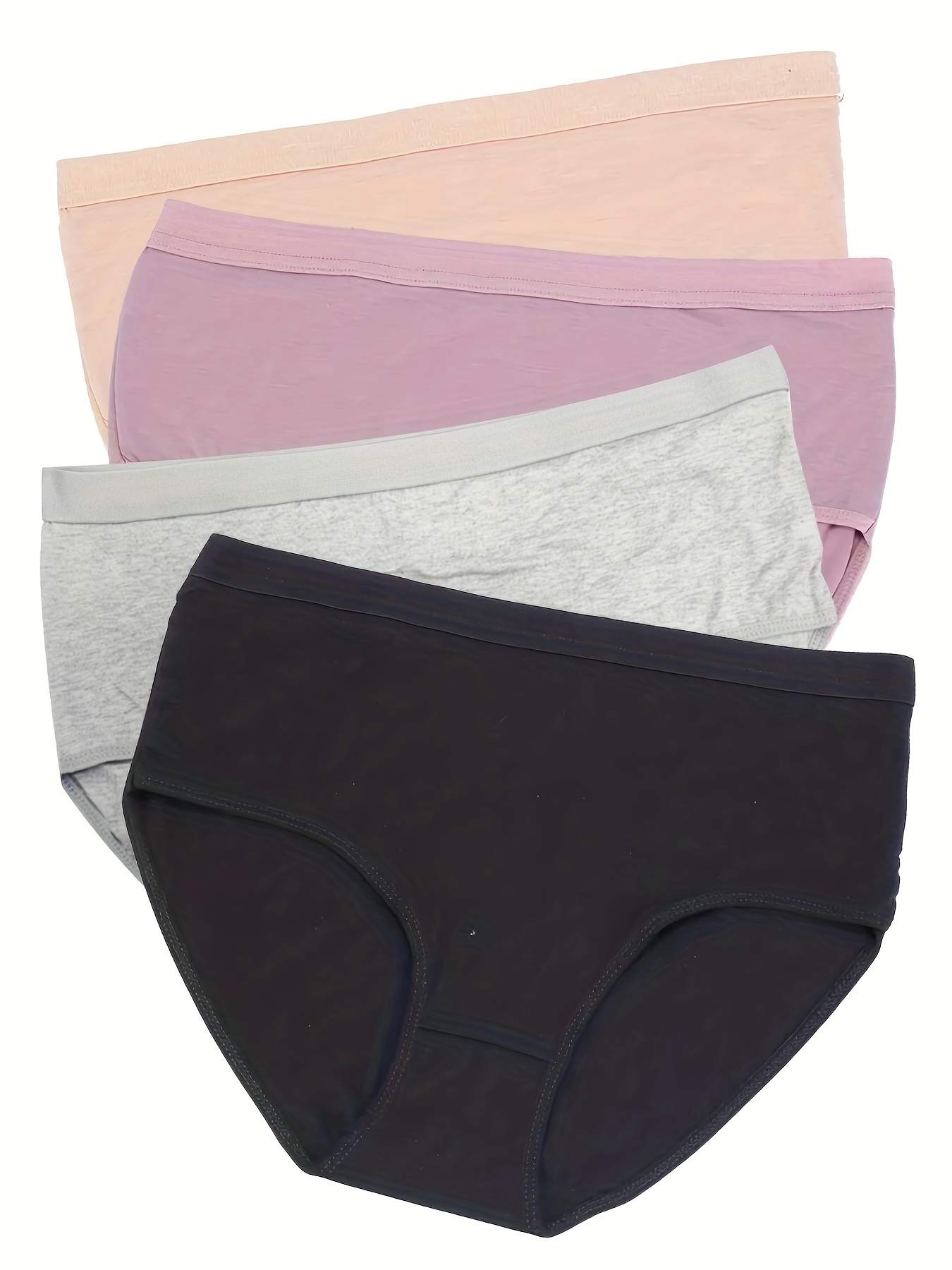 Women's Simple Panties Set Plus Size Solid Elastic Waistband - Temu