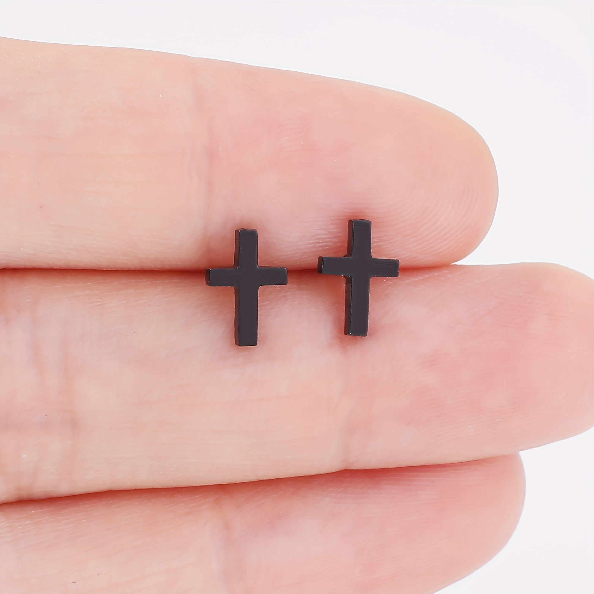 Cross Stud Earrings Stainless Steel 18K Plated Style Stud Earrings