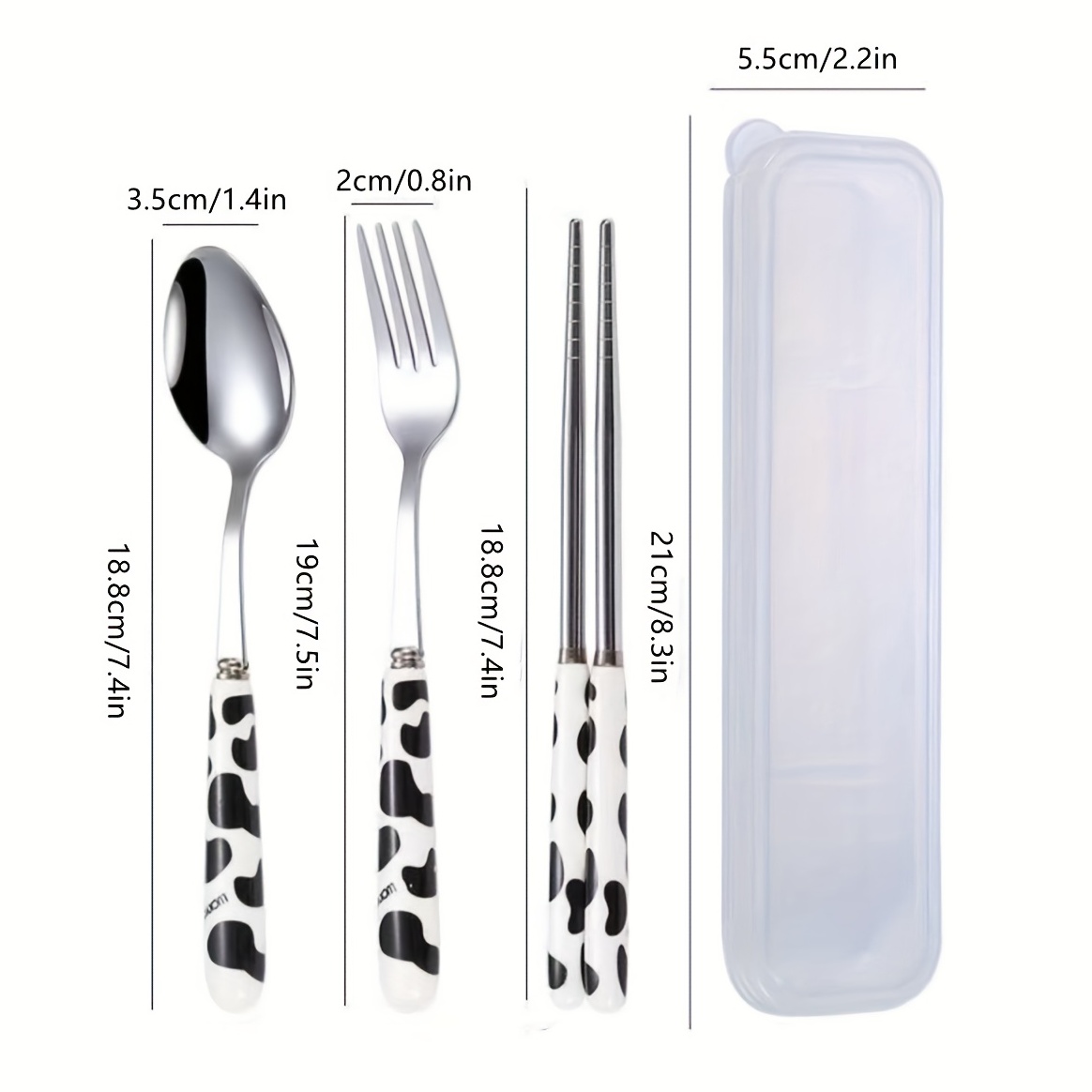 Spoon Fork With Container Box Stainless Steel Kids Silverware Set