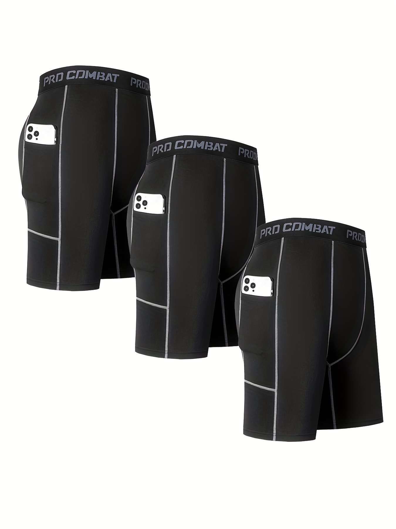 Men's Quick Dry Compression Shorts With Pocket for Basketball Running