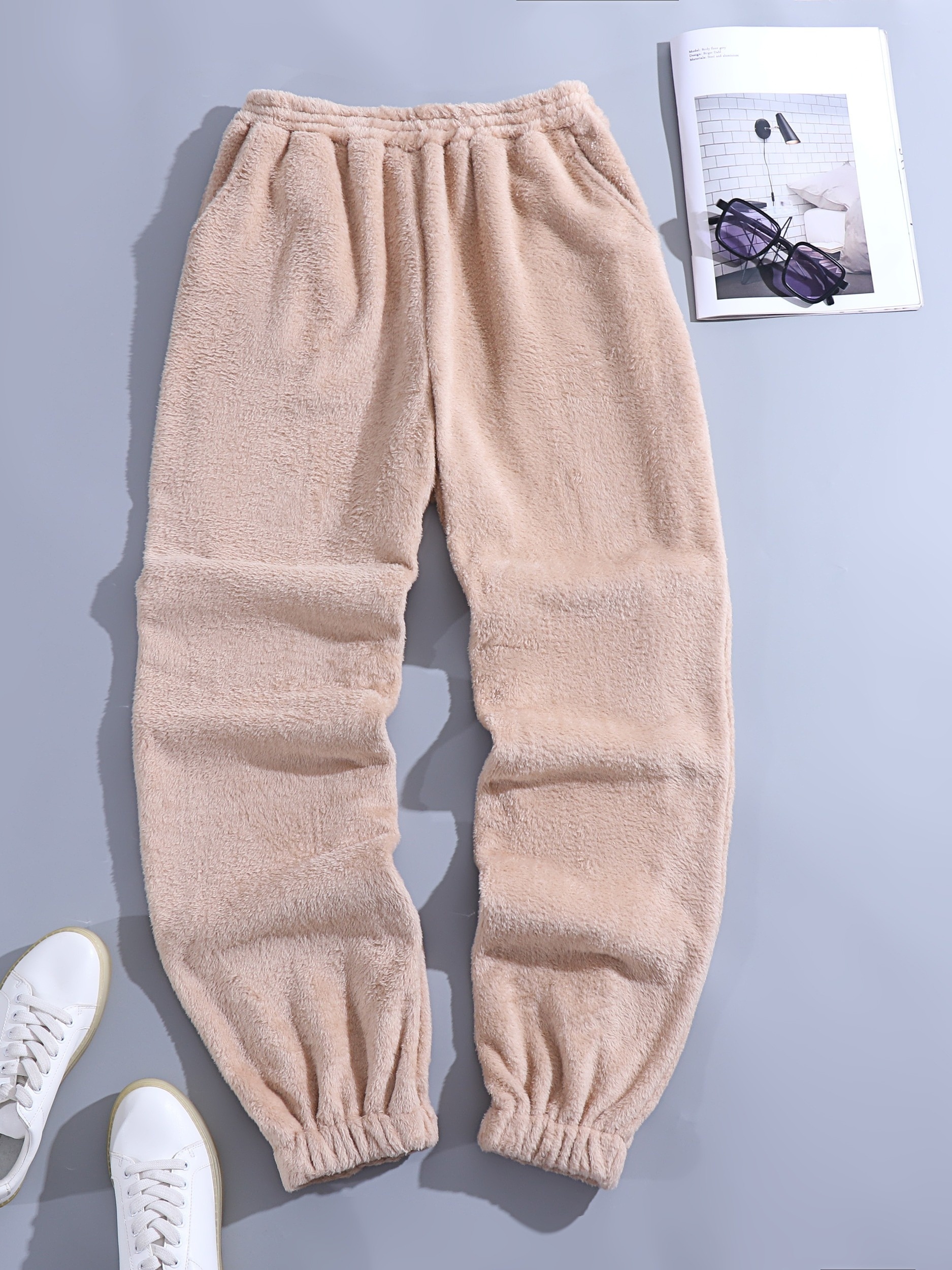Warm Fleece Joggers Men's Casual Pants Sweatpants Pockets - Temu