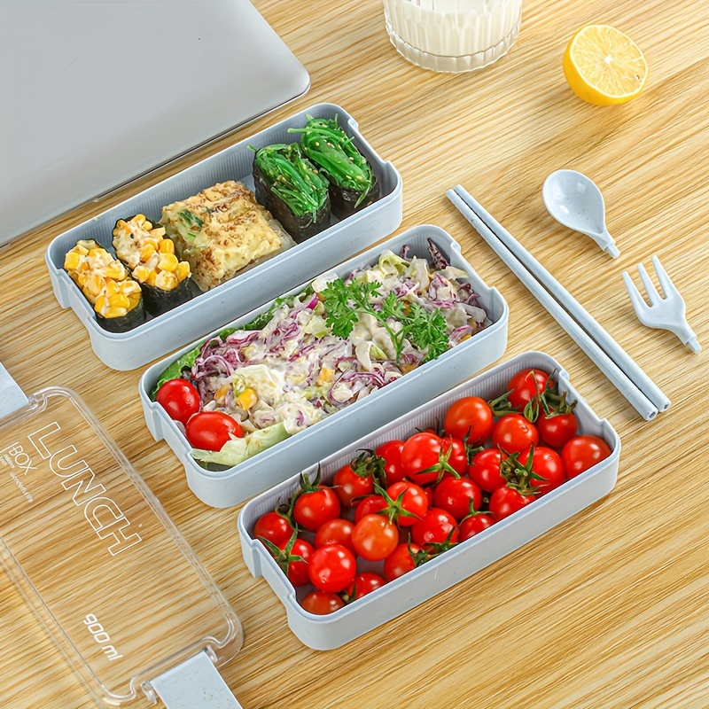 Multiple Colors Portable Bento Box With Lid Spoon And Fork - Temu