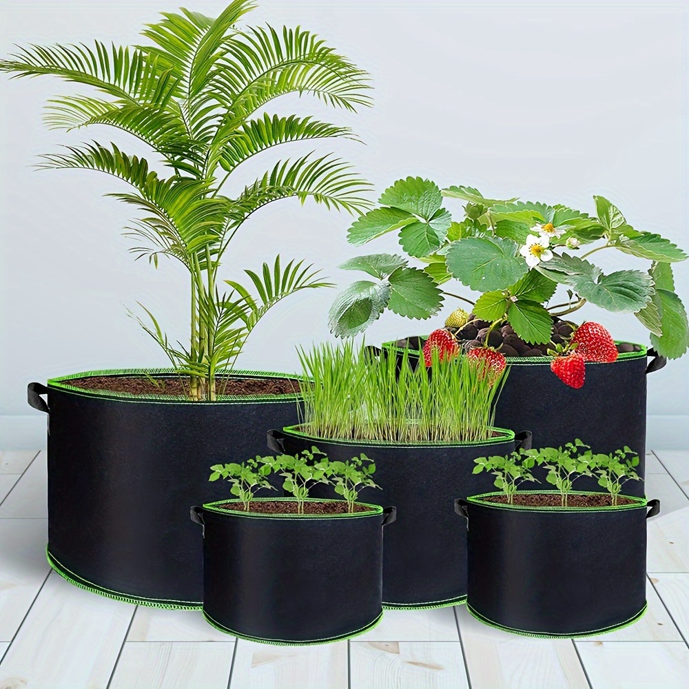 Grow Bags 5 Gallon 7 Gallon 10 Gallon Three Kind Of Size Plant Grow Bags,  Nonwoven Plant Fabric Pots With Handles - Temu