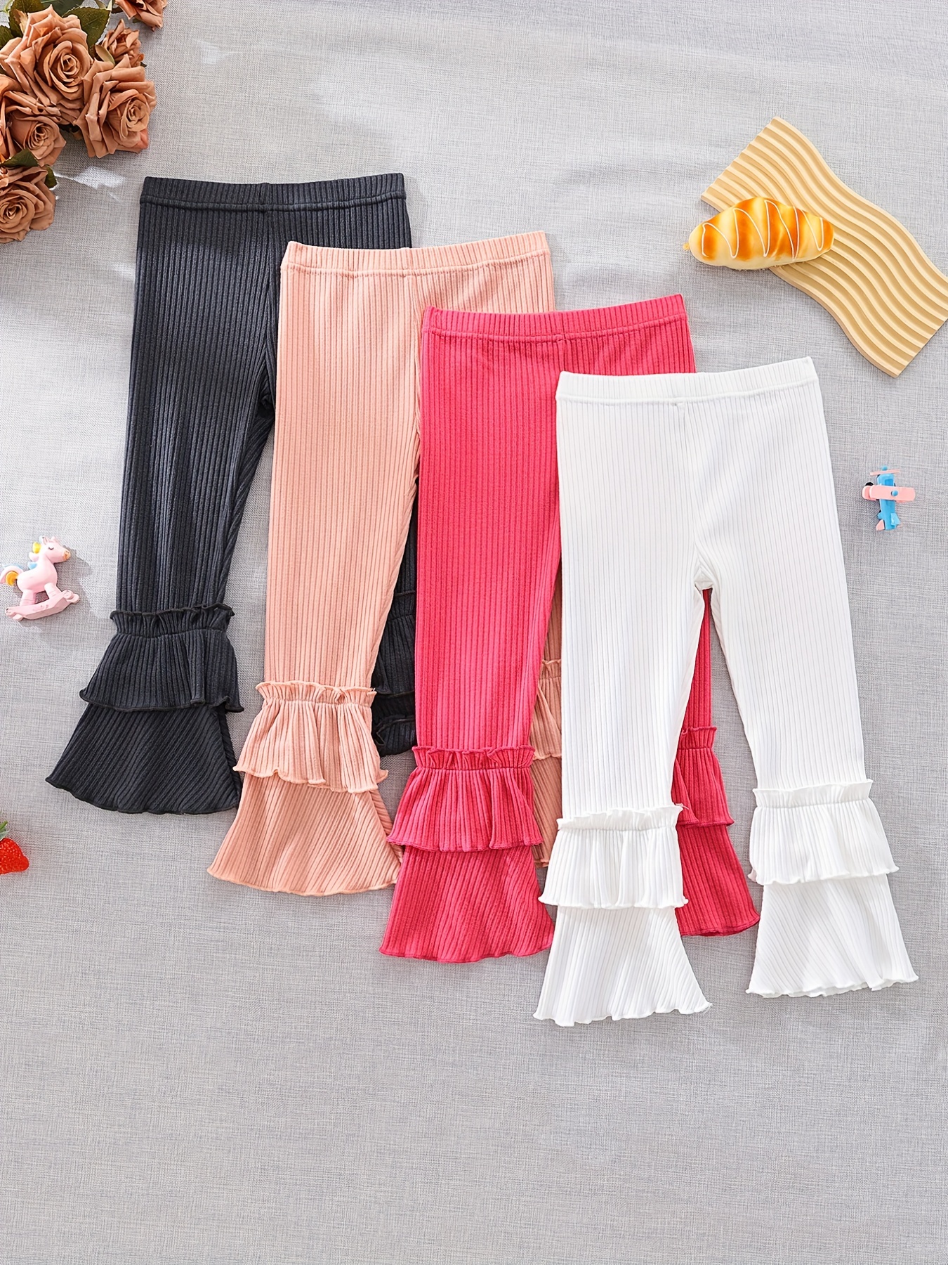 Girls Ribbed Knit Flare Leggings Comfy Pants Spring/ Autumn - Temu